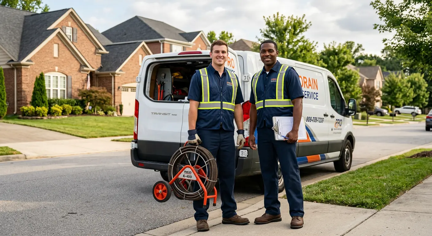 Sewer and drain service team with equipment ready for work in Lorain